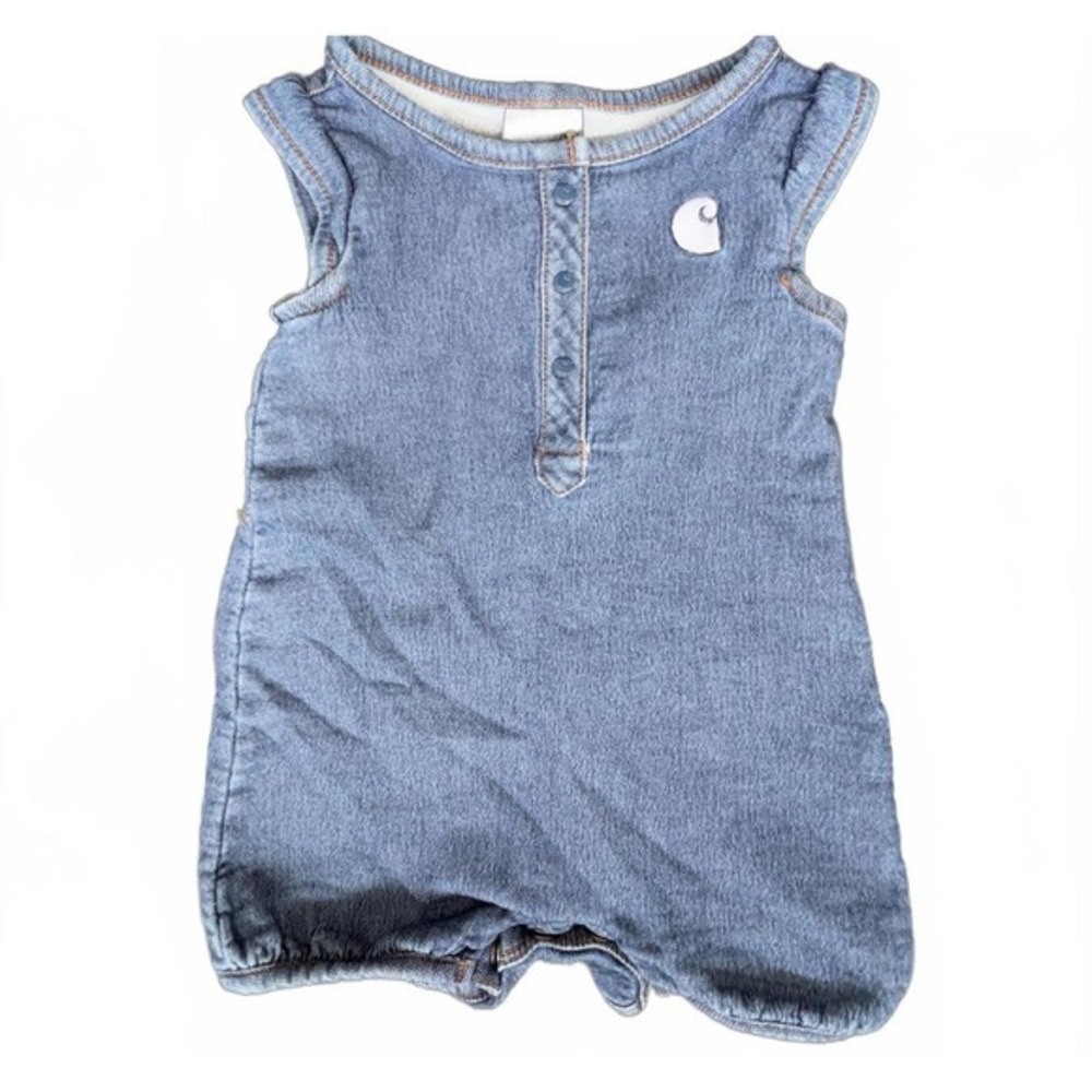 Carhartt Romper Blue Sleeveless Denim Look Logo 12M